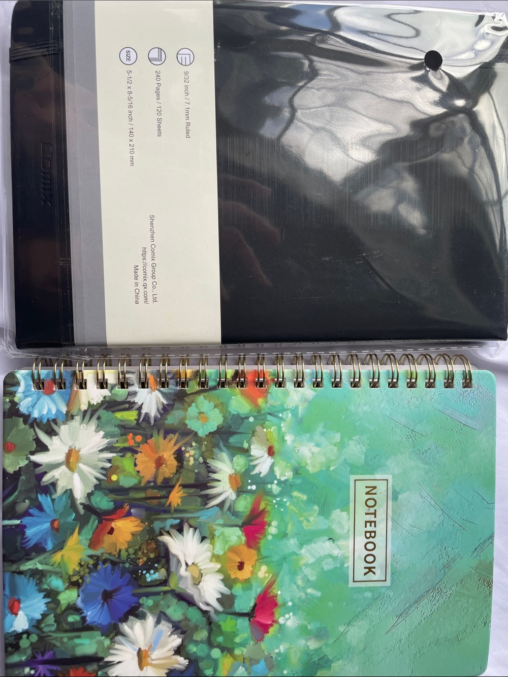 Floral Green Spiral Notebook - Notebook and Black journal